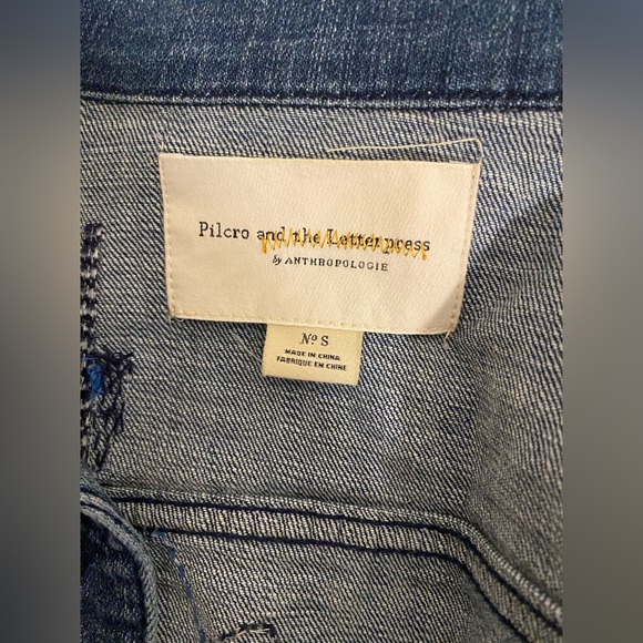 Anthropologie Pilcro and the Letterpress Denim Floral Embroidered Beaded… - Picture 10 of 11
